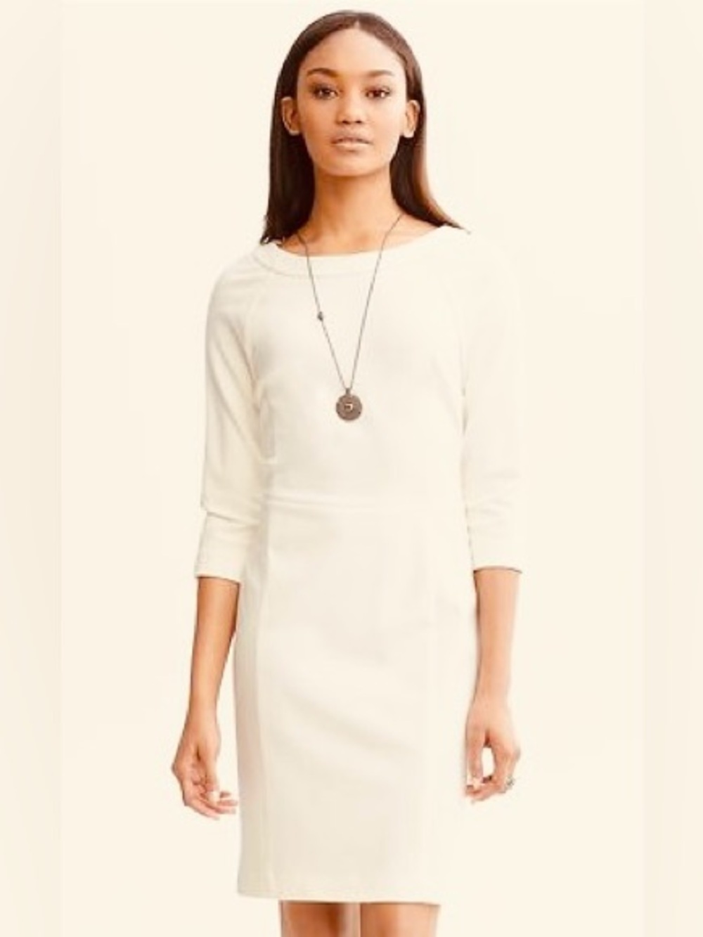 Banana Republic Off White Rayon Blend Dress